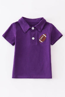  Purple football embroidery polo shirt