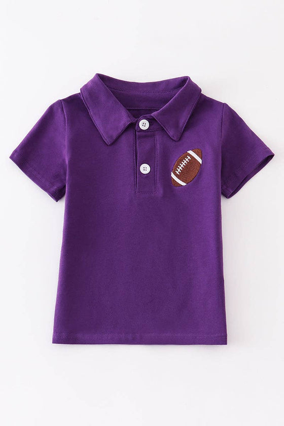 Purple football embroidery polo shirt