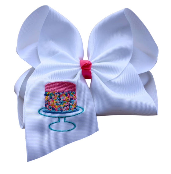 Confetti Cake Embroidered Bow