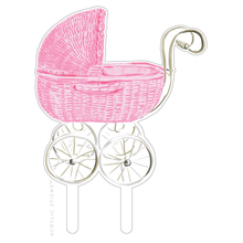  IT'S A GIRL VINTAGE STROLLER ACRYLIC CAKE TOPPER