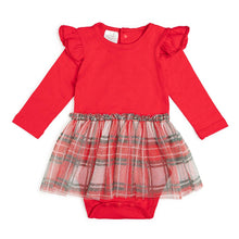  Christmas Plaid Long Sleeve Tutu Bodysuit