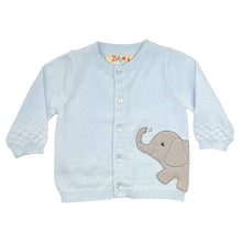  Elephant Peek-A-Boo Cardigan Sweater- blue