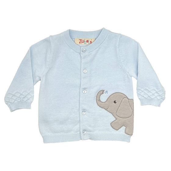 Elephant Peek-A-Boo Cardigan Sweater- blue